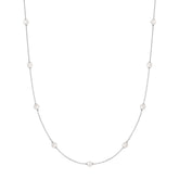 Silver Shell Pearl Station Chain Necklace